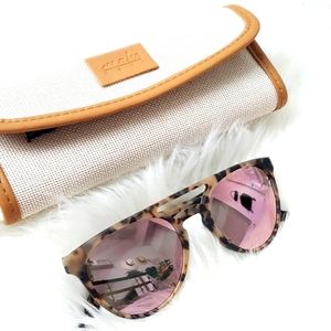 Maho tortoise shell mirrored polarized aviator style sunglasses.